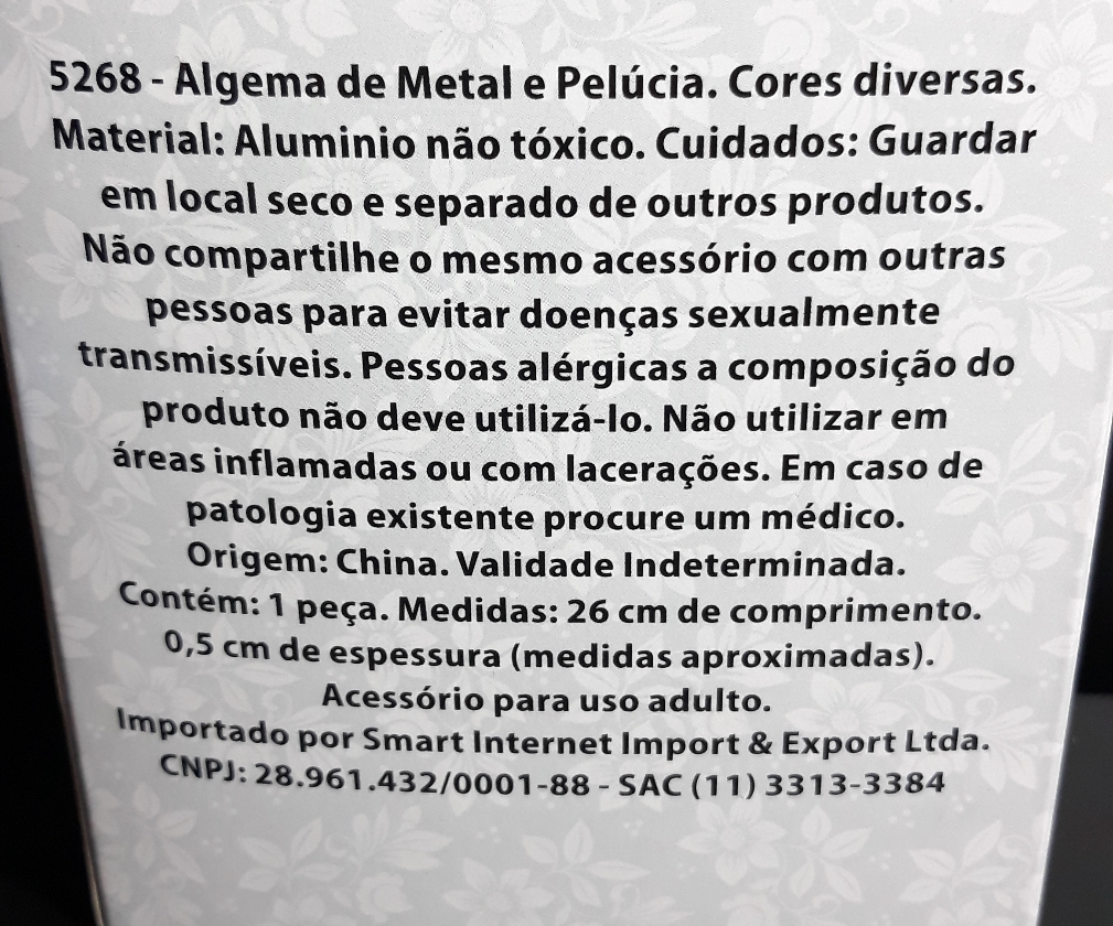 Algema de Metal e Pelúcia Preta com Chaves