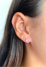 side image for Conjunto pedra oval rosa Daiana - 1