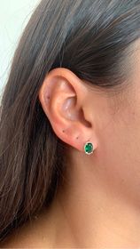side image for Brinco pedra oval esmeralda Tamires  - 1