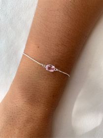side image for Pulseira pedra oval rosa Daiana - 1
