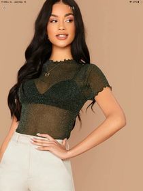 side image for Blusa transparencia brillante - 3