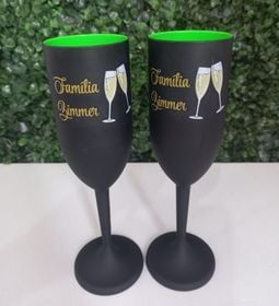 Taça Champanhe Preta Fosca/Verde - Saldo