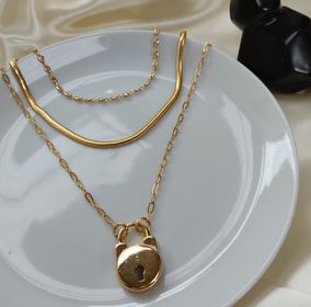 side image for Colar Choker Malha Botões Folheado Ouro 18k - 2