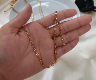 side image for Colar Choker Malha Botões Folheado Ouro 18k - 1