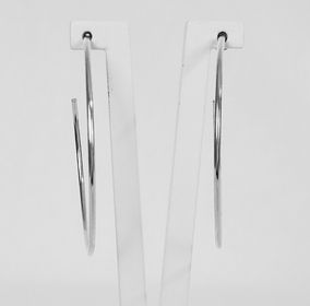 side image for Brinco Argola Fina Média 4cm Folheado a Prata 1000 - 2