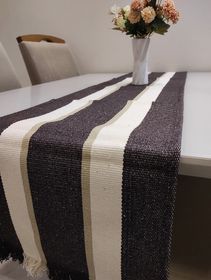 side image for Caminho de mesa listrado 2,0m Marrom - 1