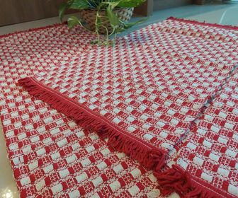 side image for Kit de Passadeira Colméia Vermelho c/franjinha  - 2