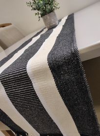 side image for Caminho de mesa listrado 2,0m preto - 1