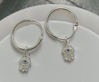 side image for Brinco argola hamsa mini cravejado - 1