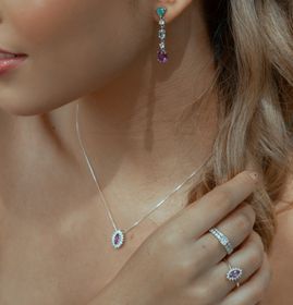 side image for Colar Ametista com Zircônias brancas - 1