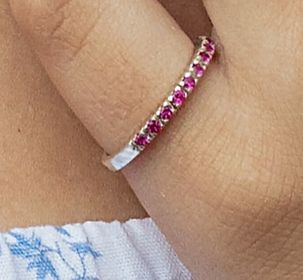 side image for Anel meia aliança Zircônias rosas - 1