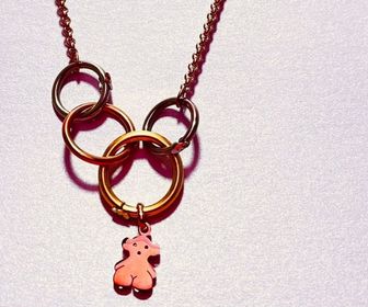 side image for Collar aritos y Ositos - Rosa - 1