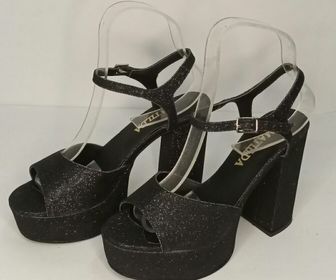 side image for Art 1378  sandalia gliter. Negro plata y dorado - 2