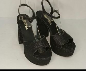 side image for Art 1378  sandalia gliter. Negro plata y dorado - 1