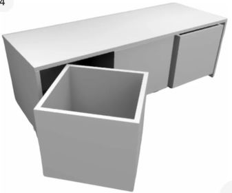 side image for Mesa com trio de baús e prateleira - 1