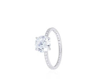 side image for Anillo Solitario Plata 925 -  Zirconias Incrustadas - 1