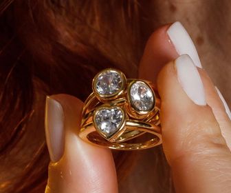 side image for Anillo Solitario Cristal Corazón - 2