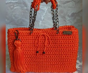 side image for Bolsa Crochê Orange - Sob Encomenda  - 1