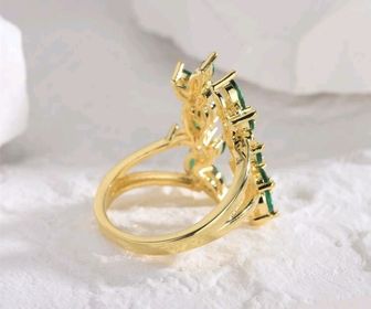 side image for Anel folhas verde esmeralda - 1