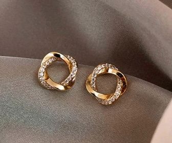 side image for Brinco inspiração circule strass gold - 1