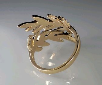 side image for Anel folhas strass dourado - 1