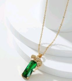 side image for Colar leopardo pedra verde - 1