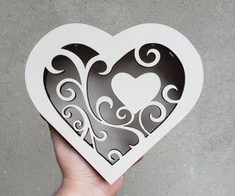 side image for Caixa coração vazado branco  - 1