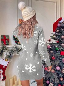 side image for Vestido Navideño Diseño Gris - 2