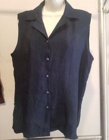 side image for Blusa azul oscuro sin mangas  - 1