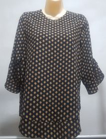 side image for Blusa azul oscuro con estampado  - 1