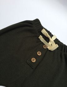 side image for Calça Canelada Verde Musgo - 1