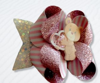 side image for 4" heart Bear Bow - 1