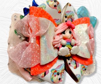 side image for 6" Rainbow Clay girl Bow - 1