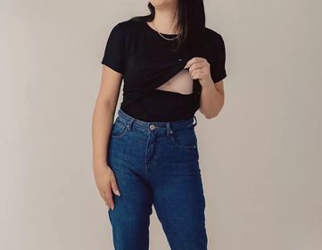 side image for T-shirt Amamentação Preta - 1