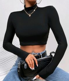 side image for Blusa cuello tortuga color negro - 2