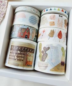 side image for Caja con 8 washi tapes motivos otoño - 1