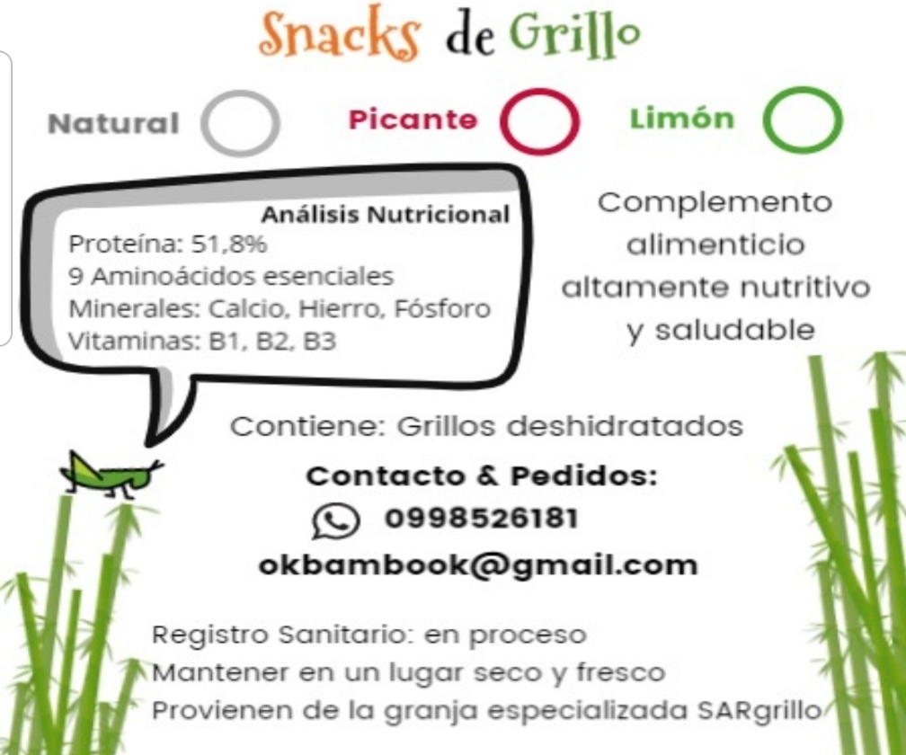 Grillos deshidratados Snack Siper Alimento