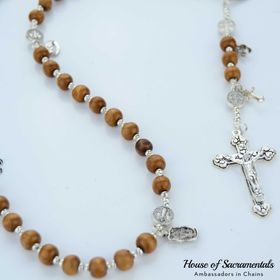 side image for Brown Wooden - Wired Rosary (8mm bead)  - 1
