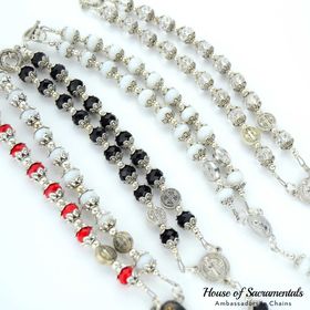 side image for Clear Car Rosary (6mm Bead Cap) - St. Benedict - 2
