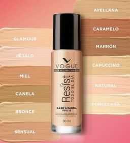 side image for Base Líquida Resist FPS15 Tono Avellana Vogue - 2