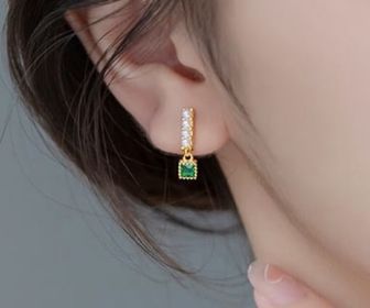 side image for Arete dorado 925 minimalista gota zirconica - 1
