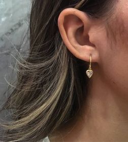 side image for Argola P coração zircônia Folheado a ouro 18k - 1