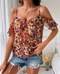 side image for Blusa impressão floral manga curta - 2
