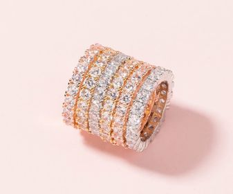 side image for Anillo dorado multiples zirconias blancas-7 - 2