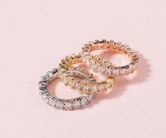 side image for Anillo dorado multiples zirconias blancas-7 - 3