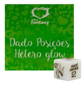 side image for DADO DE POSIÇÕES HÉTERO BRILHA NO ESCURO 01 UNIDADE SEXY FANTASY - 1