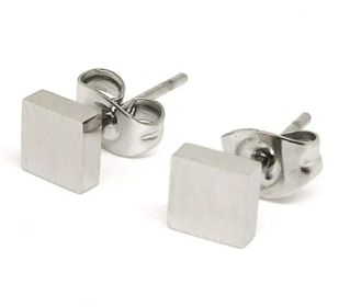 side image for Aretes cuadritos - Plateado - 2