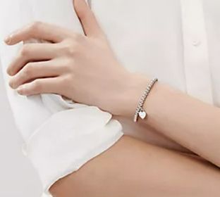 side image for Pulsera corazón colgante - Plata - 2