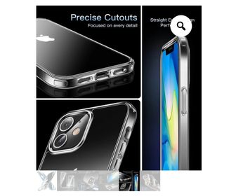 side image for CASEKOO Carcasa transparente diseñada para iPhone 12 / 12 Pro, no amarillea, a prueba de golpes, funda fina 5G, trasparente. - 2
