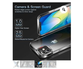 side image for CASEKOO Carcasa transparente diseñada para iPhone 12 / 12 Pro, no amarillea, a prueba de golpes, funda fina 5G, trasparente. - 3